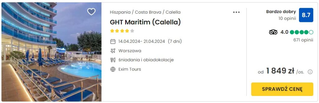GHT Maritim (Calella) 14.04-21.04.2024