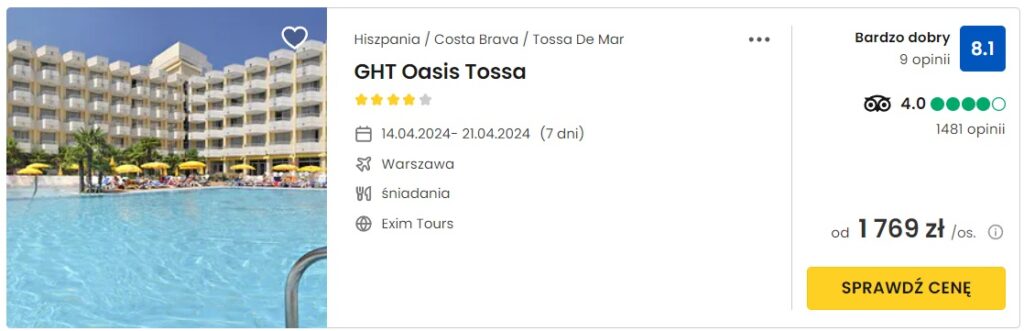 GHT Oasis Tossa 14.04-21.04.2024
