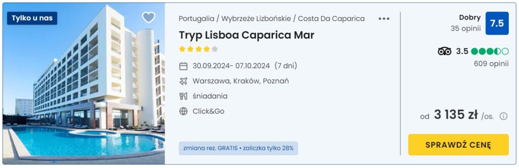 Tryp Lisboa Caparica Mar 30.09-07.10.2024